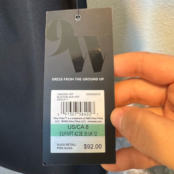 Nine West Black Mini Dress with Leather Sleeves - Picture 3 of 5